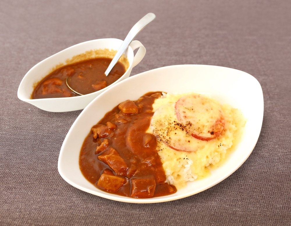 焼きチース゛トマトのマンコ゛ーカレーライス